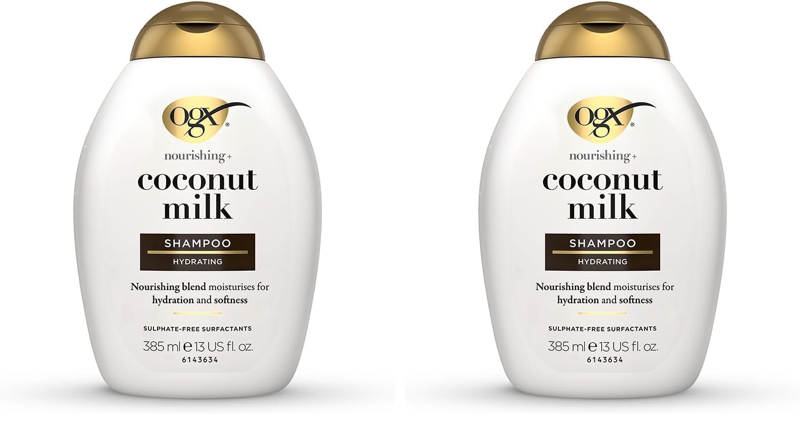 OGX Nourishing with Coconut Milk Hydrating Shampoo, Intensely Moisturizes for Immediate Softness from the First Use, Sulfate Free, 385ml