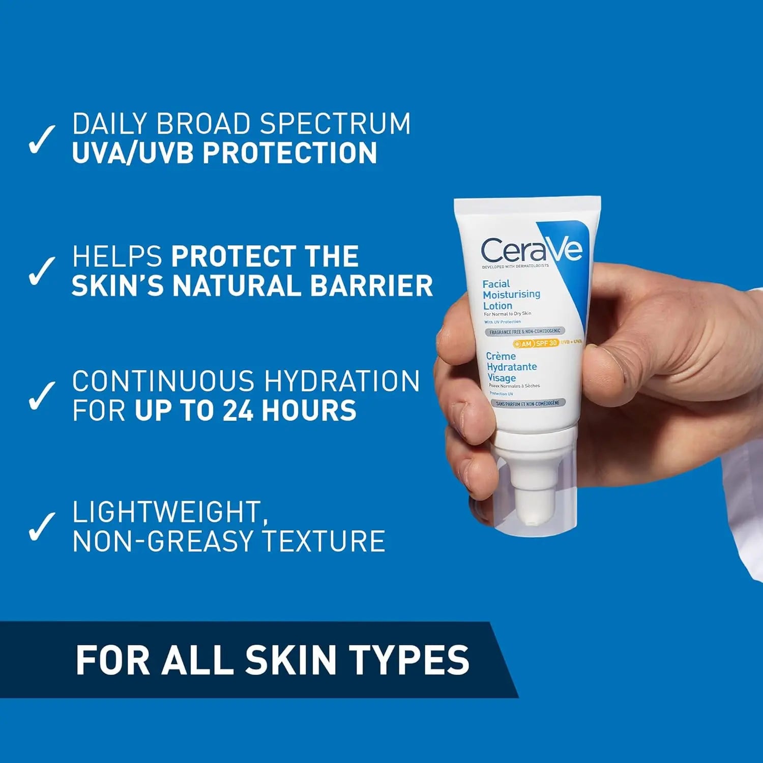CeraVe AM Facial Moisturizer: 52ml, Normal to Dry Skin, UV Protection, 3 Ceramides.