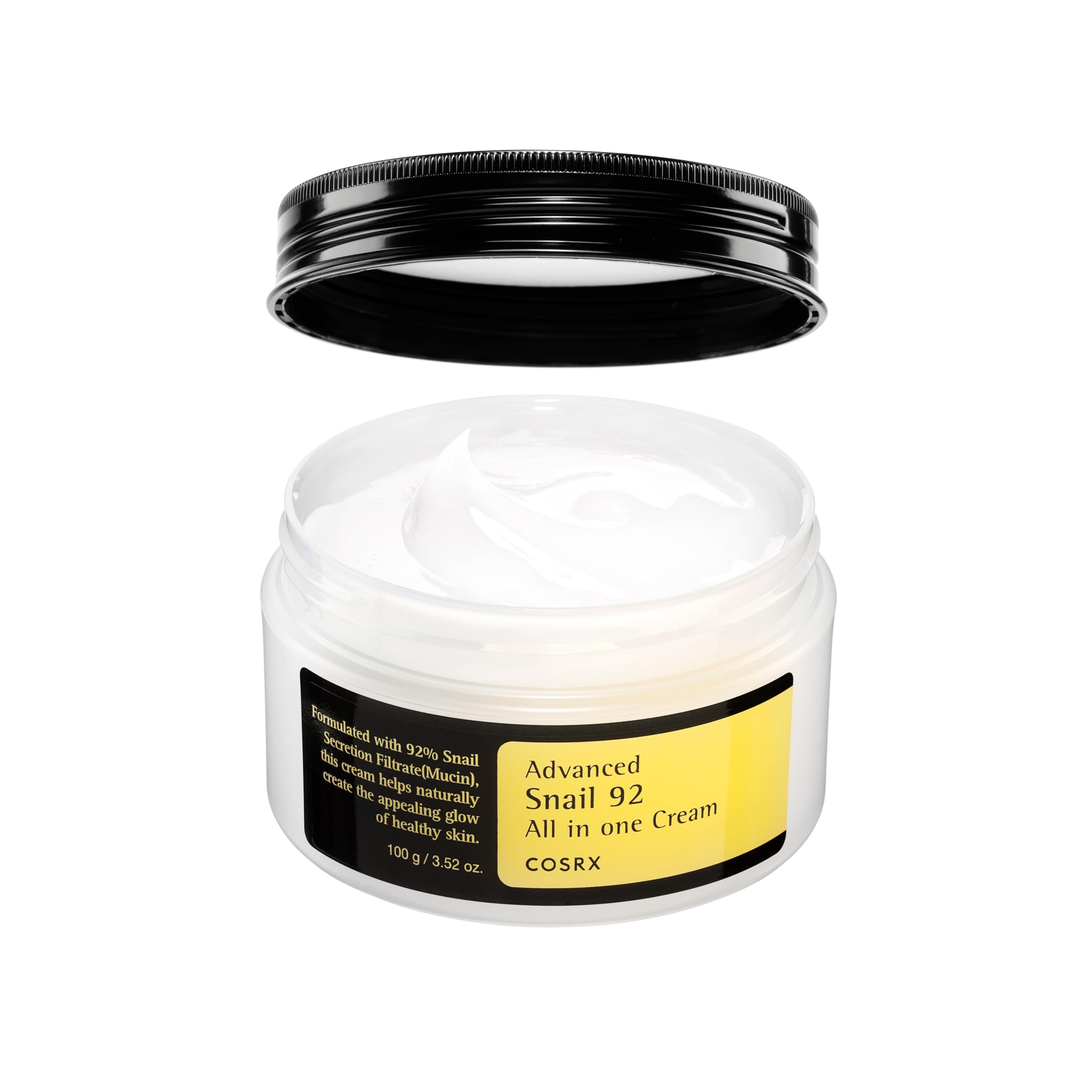COSRX Advanced Snail 92 All in One Cream Korean Snail Mucin Face Cream & Gel Moisturiser for Dry Sensitive and Anti Aging Skin, Daily Soothing and Moisturising Cream, Korean Skincare 100g