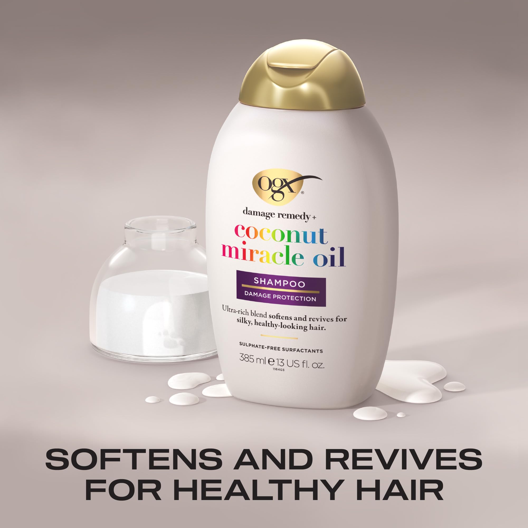 OGX Nourishing with Coconut Milk Hydrating Shampoo, Intensely Moisturizes for Immediate Softness from the First Use, Sulfate Free, 385ml