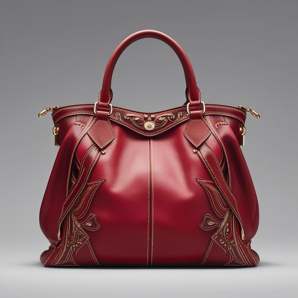 The Nexa Pure Luxury Designer Handbag – Premium Leather Tote with Elegant Detailing in Burgundy & Navy