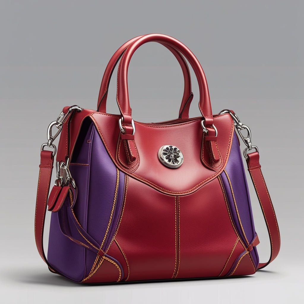 The Nexa Pure Luxury Designer Handbag – Premium Leather Tote with Elegant Detailing in Burgundy & Navy