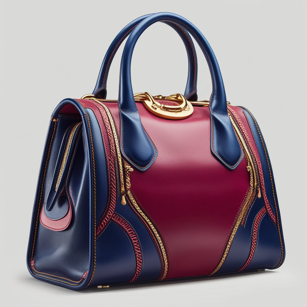 The Nexa Pure Luxury Designer Handbag – Premium Leather Tote with Elegant Detailing in Burgundy & Navy