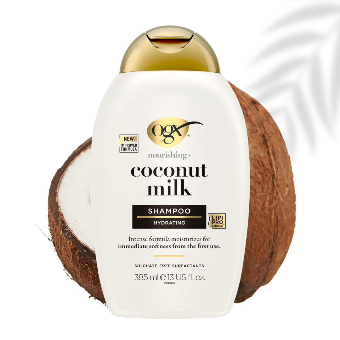 OGX Nourishing with Coconut Milk Hydrating Shampoo, Intensely Moisturizes for Immediate Softness from the First Use, Sulfate Free, 385ml
