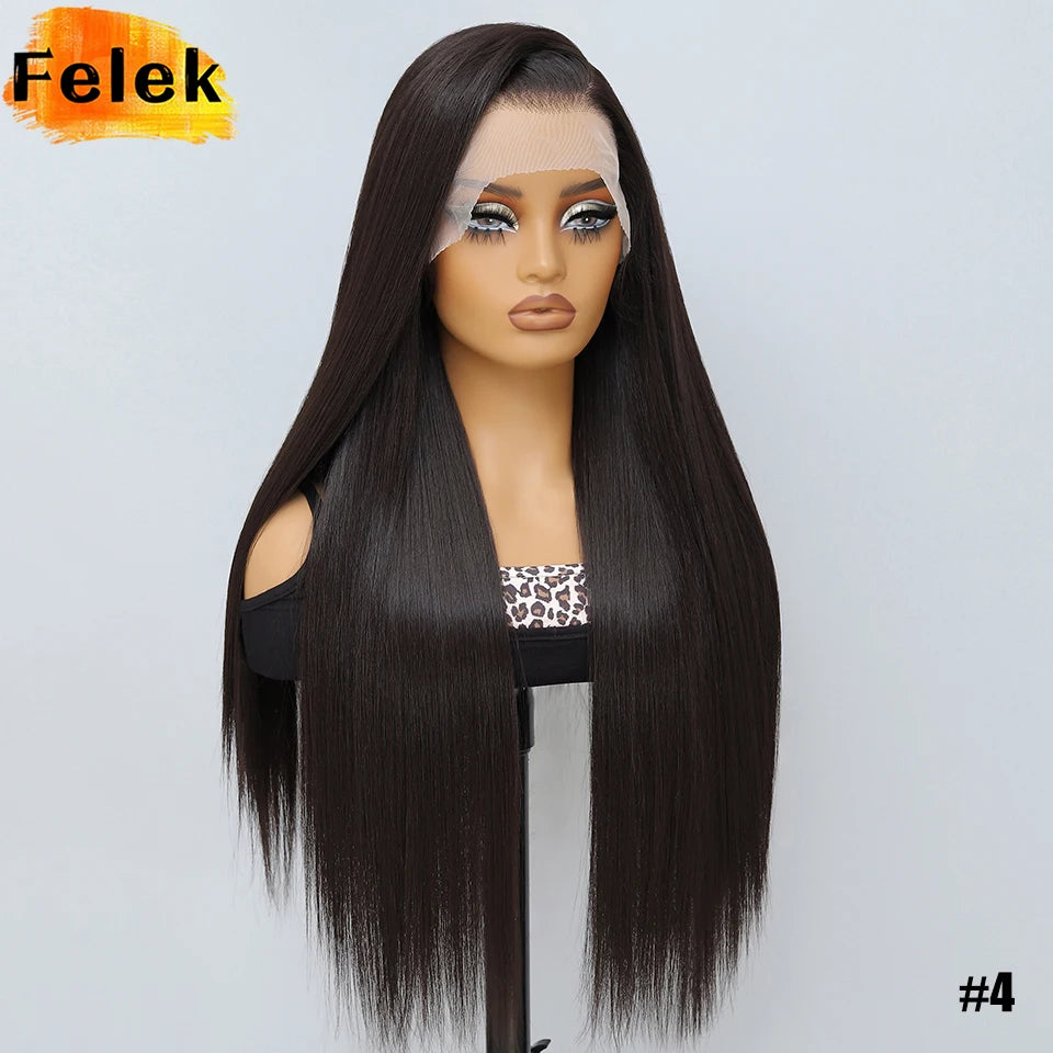 French Lace Ombre Brown 13x6 Synthetic Lace Frontal Wig For Women