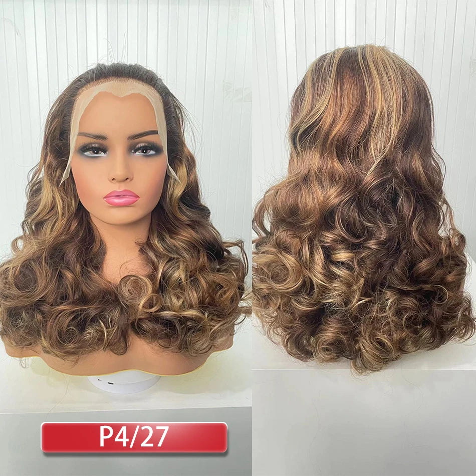 Double Drawn Human Hair Bouncy Loose Curly Full Wigs