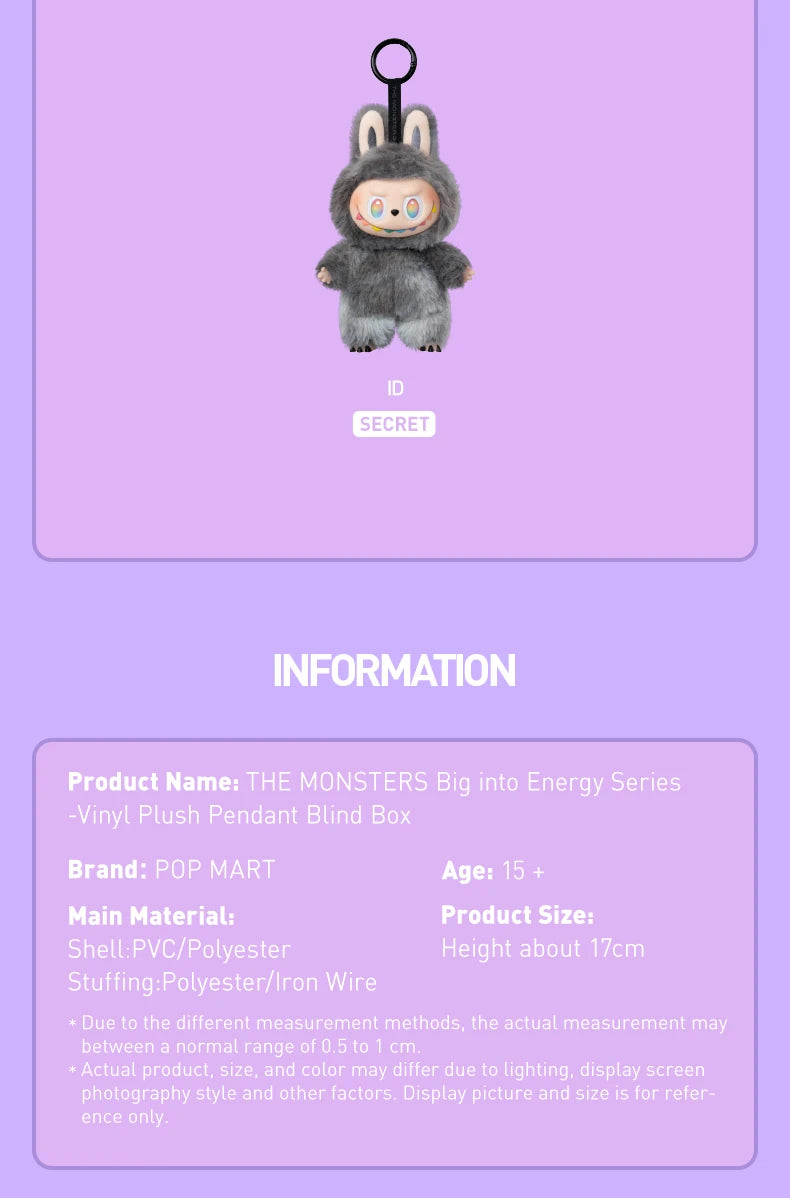POP MART LABUBU THE MONSTERS Big into Energy Series-Vinyl Plush Pendant Blind Box Mystery Box Guess Bag Toys Doll Cute Anime
