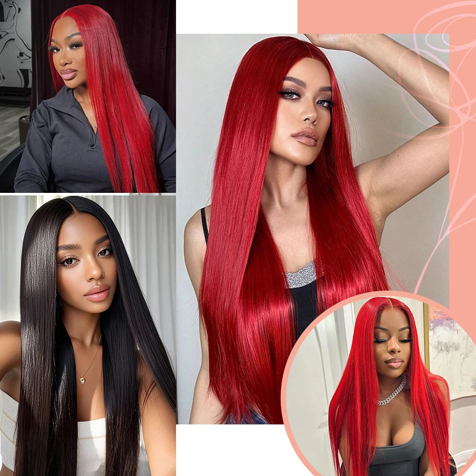 French Lace Ombre Brown 13x6 Synthetic Lace Frontal Wig For Women