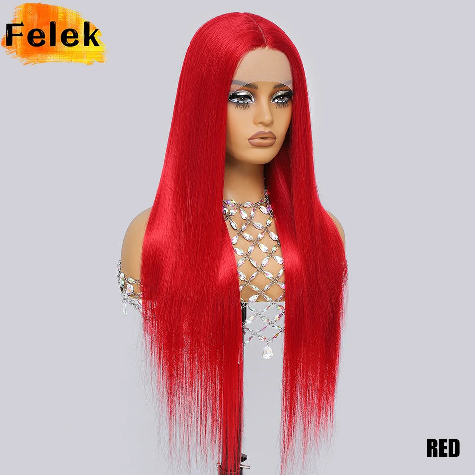 French Lace Ombre Brown 13x6 Synthetic Lace Frontal Wig For Women