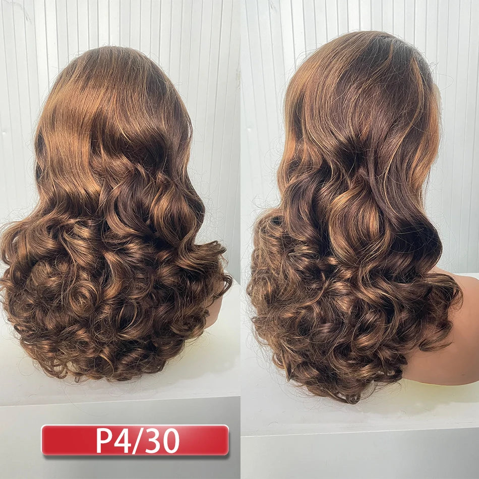 Double Drawn Human Hair Bouncy Loose Curly Full Wigs