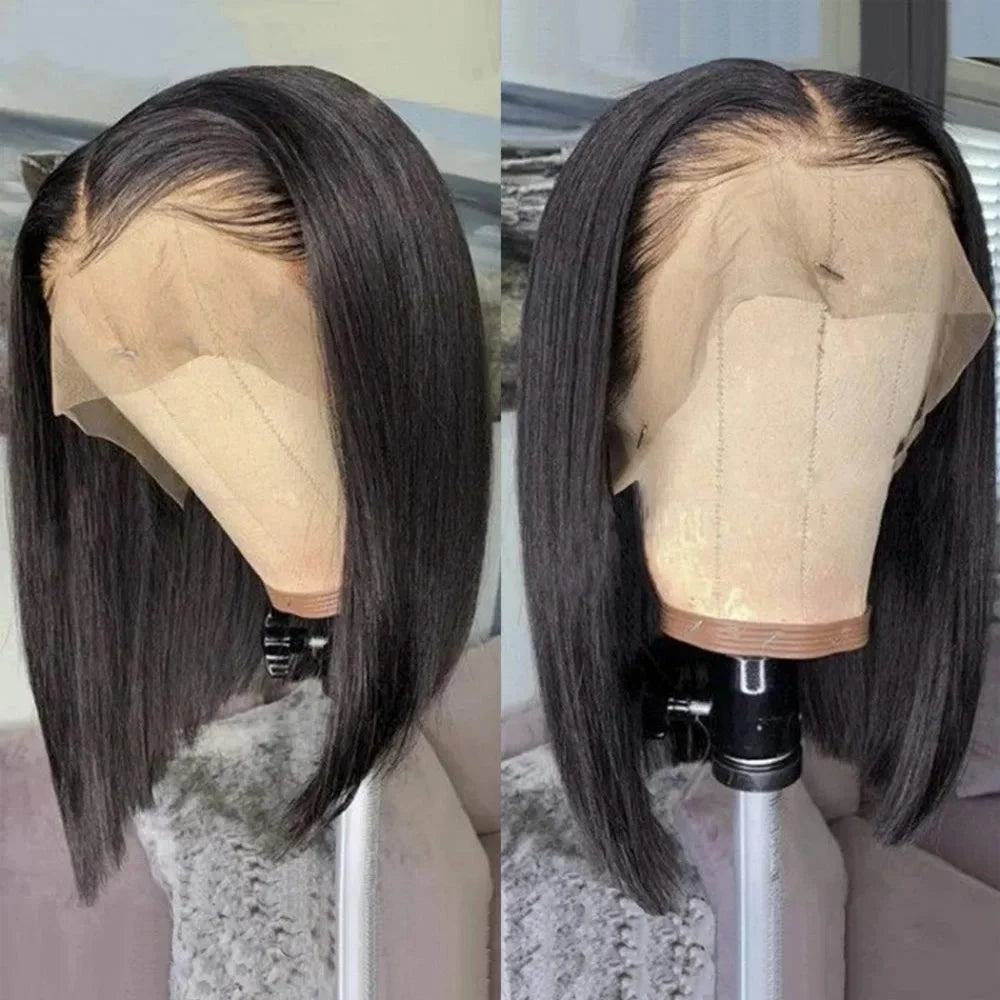 Black Human Hair Wig 13x4 4x4 Closure Lace Frontal Short Bob Human Hair Wigs