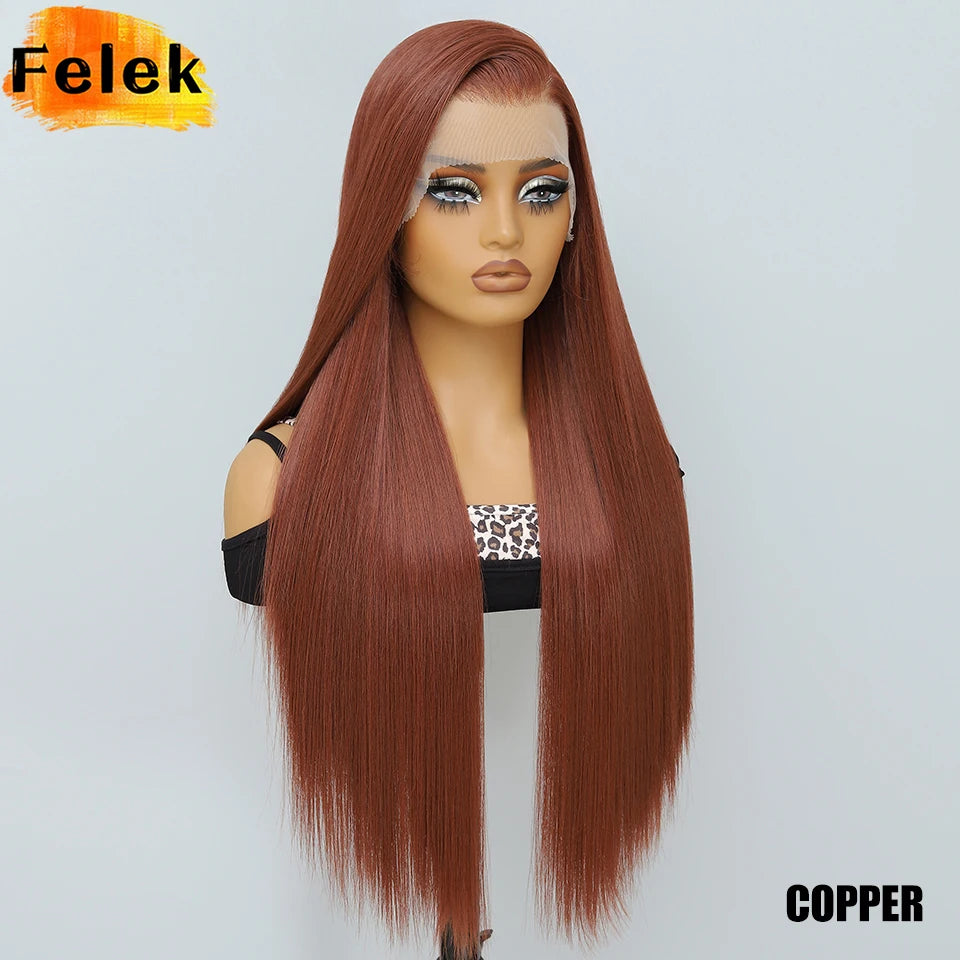 French Lace Ombre Brown 13x6 Synthetic Lace Frontal Wig For Women