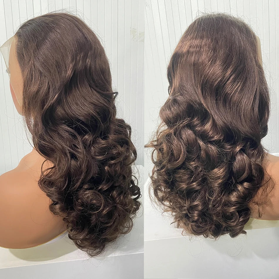 Double Drawn Human Hair Bouncy Loose Curly Full Wigs