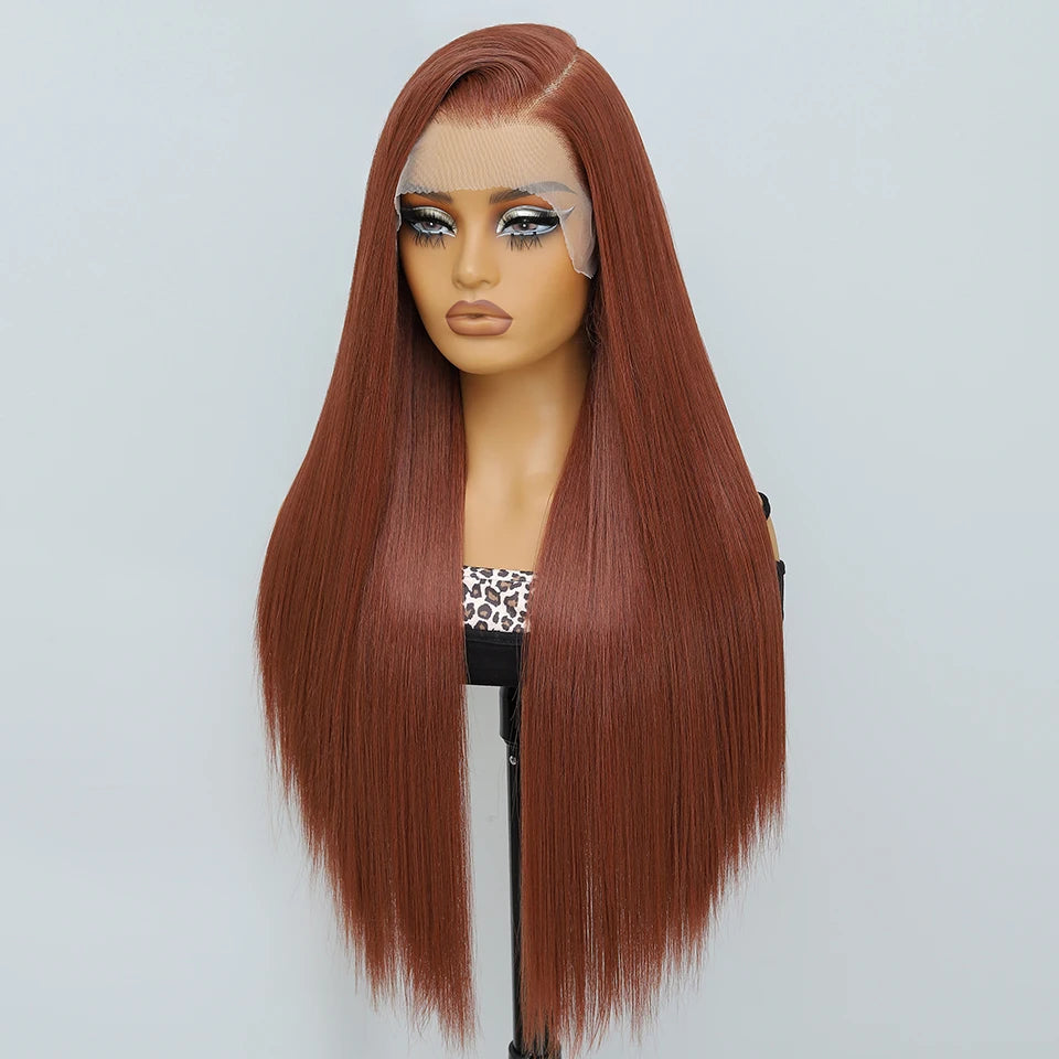 French Lace Ombre Brown 13x6 Synthetic Lace Frontal Wig For Women