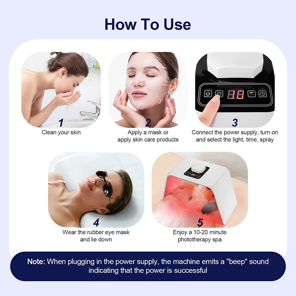 7 Colors LED Photon Machine With Nano Spray Beauty Salon Home Use Face Body LED Mask Machine