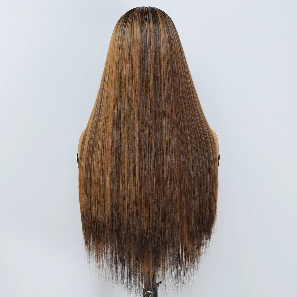 French Lace Ombre Brown 13x6 Synthetic Lace Frontal Wig For Women