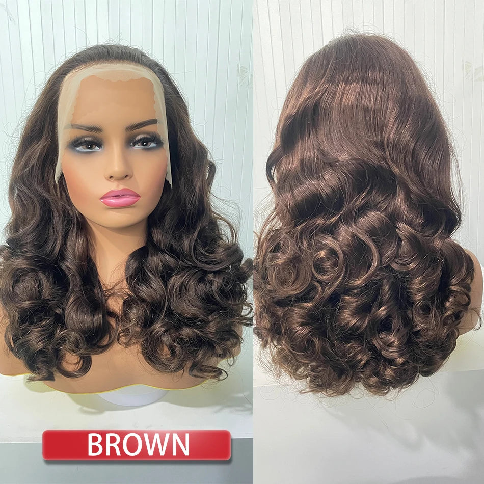 Double Drawn Human Hair Bouncy Loose Curly Full Wigs