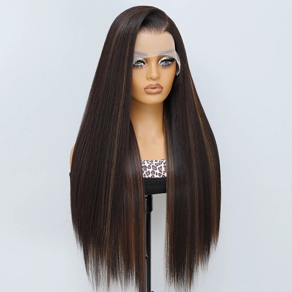 French Lace Ombre Brown 13x6 Synthetic Lace Frontal Wig For Women