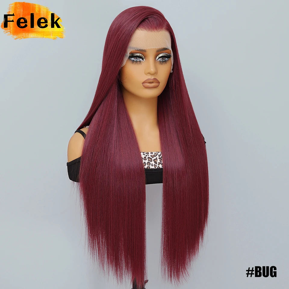 French Lace Ombre Brown 13x6 Synthetic Lace Frontal Wig For Women