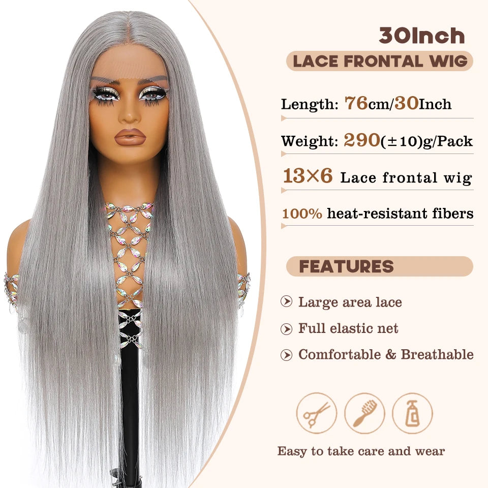 French Lace Ombre Brown 13x6 Synthetic Lace Frontal Wig For Women
