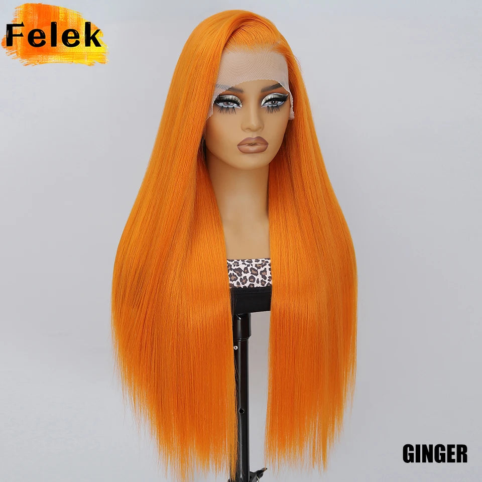 French Lace Ombre Brown 13x6 Synthetic Lace Frontal Wig For Women