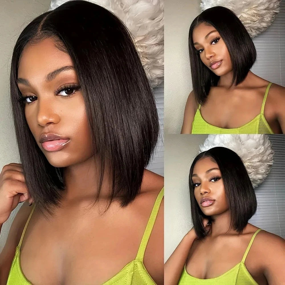 Black Human Hair Wig 13x4 4x4 Closure Lace Frontal Short Bob Human Hair Wigs
