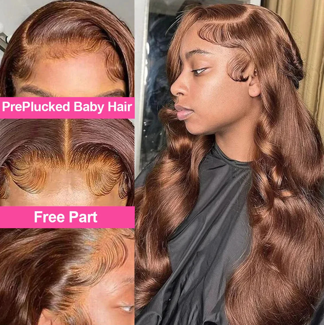 Body Wave Chocolate Brown Wigs Human Hair Frontal Wig For Women
