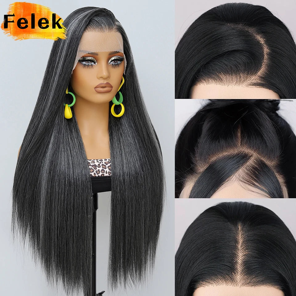 French Lace Ombre Brown 13x6 Synthetic Lace Frontal Wig For Women