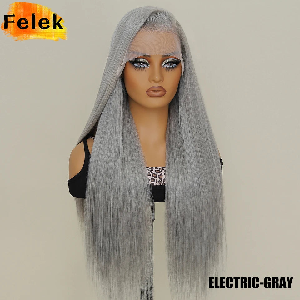 French Lace Ombre Brown 13x6 Synthetic Lace Frontal Wig For Women