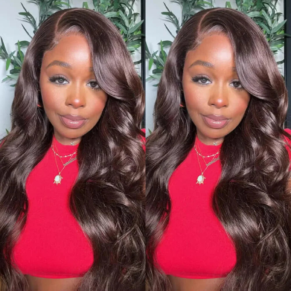 Body Wave Chocolate Brown Wigs Human Hair Frontal Wig For Women