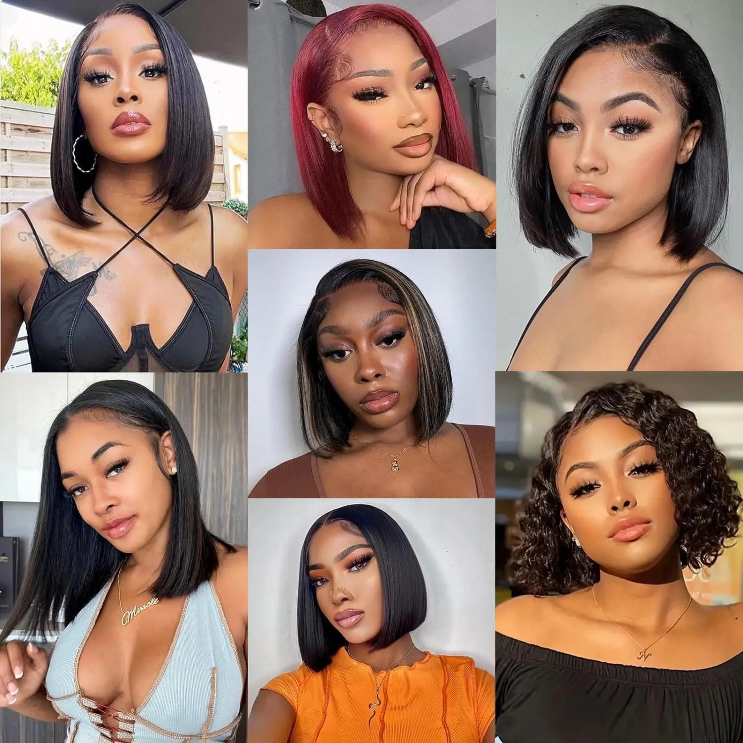 Black Human Hair Wig 13x4 4x4 Closure Lace Frontal Short Bob Human Hair Wigs