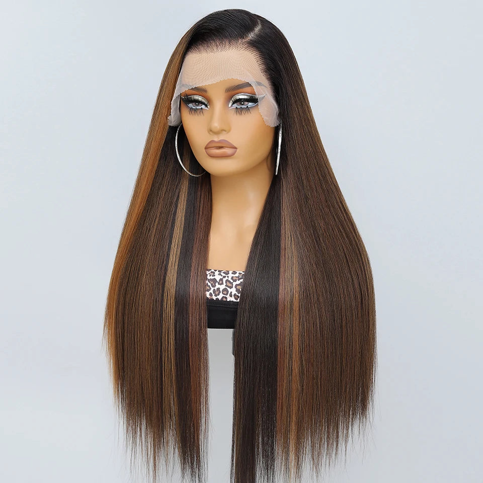 French Lace Ombre Brown 13x6 Synthetic Lace Frontal Wig For Women