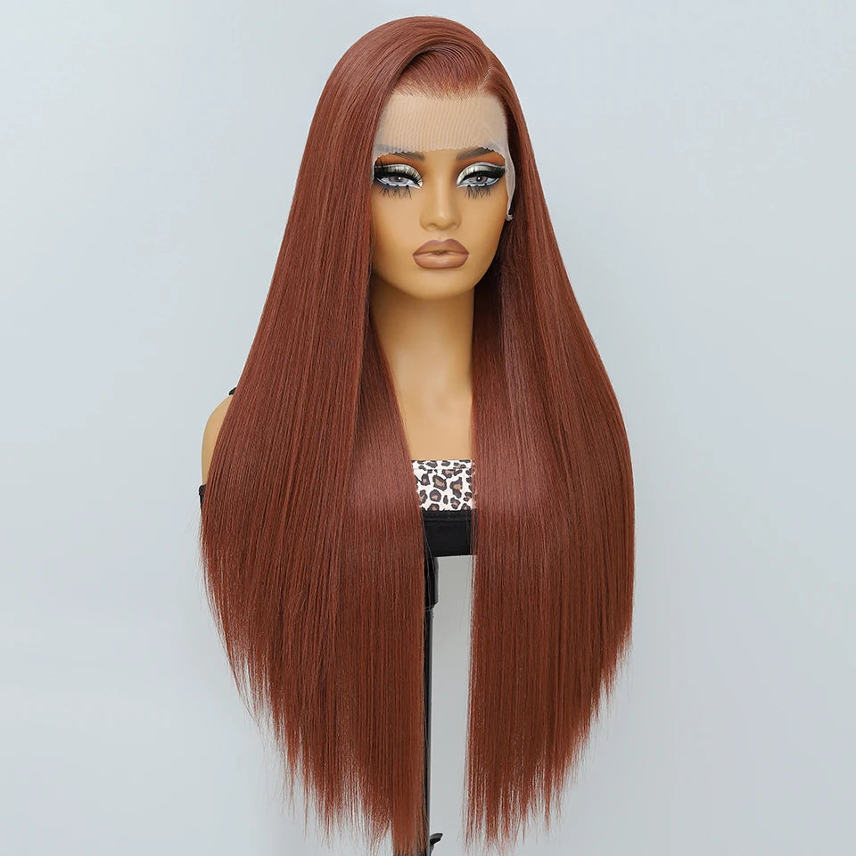 French Lace Ombre Brown 13x6 Synthetic Lace Frontal Wig For Women