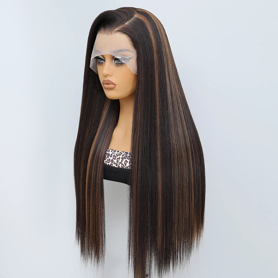 French Lace Ombre Brown 13x6 Synthetic Lace Frontal Wig For Women
