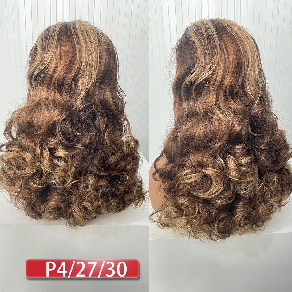 Double Drawn Human Hair Bouncy Loose Curly Full Wigs