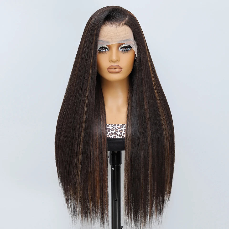 French Lace Ombre Brown 13x6 Synthetic Lace Frontal Wig For Women