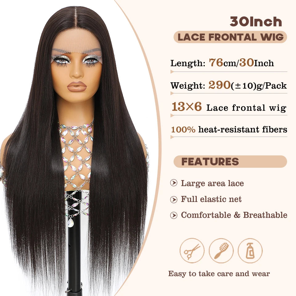 French Lace Ombre Brown 13x6 Synthetic Lace Frontal Wig For Women
