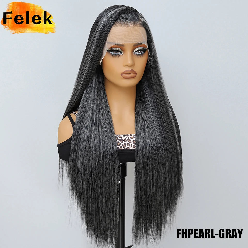 French Lace Ombre Brown 13x6 Synthetic Lace Frontal Wig For Women