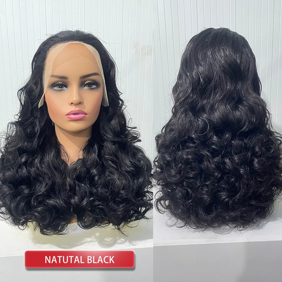 Double Drawn Human Hair Bouncy Loose Curly Full Wigs